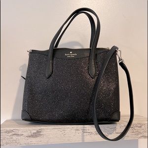 ♠️NWOT Kate Spade Black Shimmy Glitter Handbag with Crossbody Strap